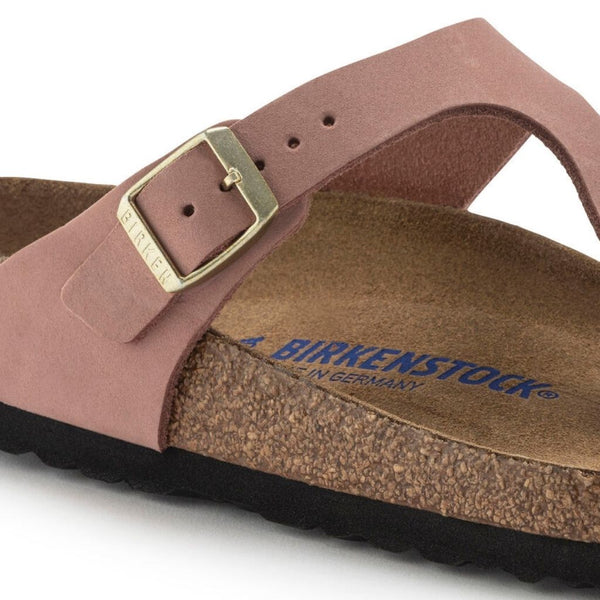 Birkenstock Gizeh Nubuck Leather Soft Footbed Old Rose