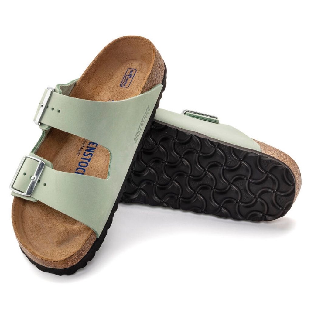 Birkenstock Arizona Nubuck Leather Soft Footbed Narrow - Matcha | Footgear