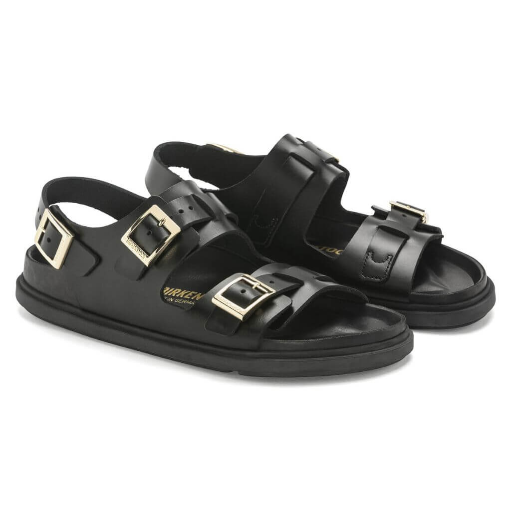 Birkenstock Cannes Black Leather Pair Side View
