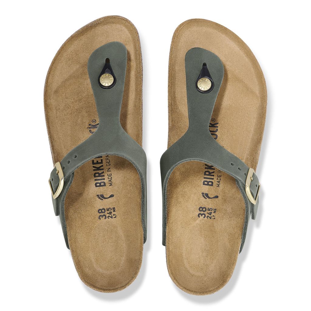 Birkenstock Gizeh Nubuck leather Thyme Top View of Pair