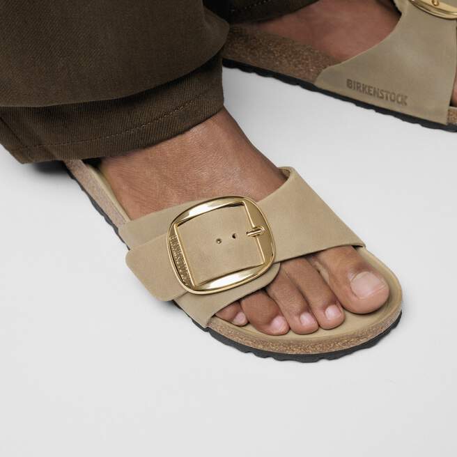 Madrid Oiled Leather Big Buckle Narrow - Tobacco Brown