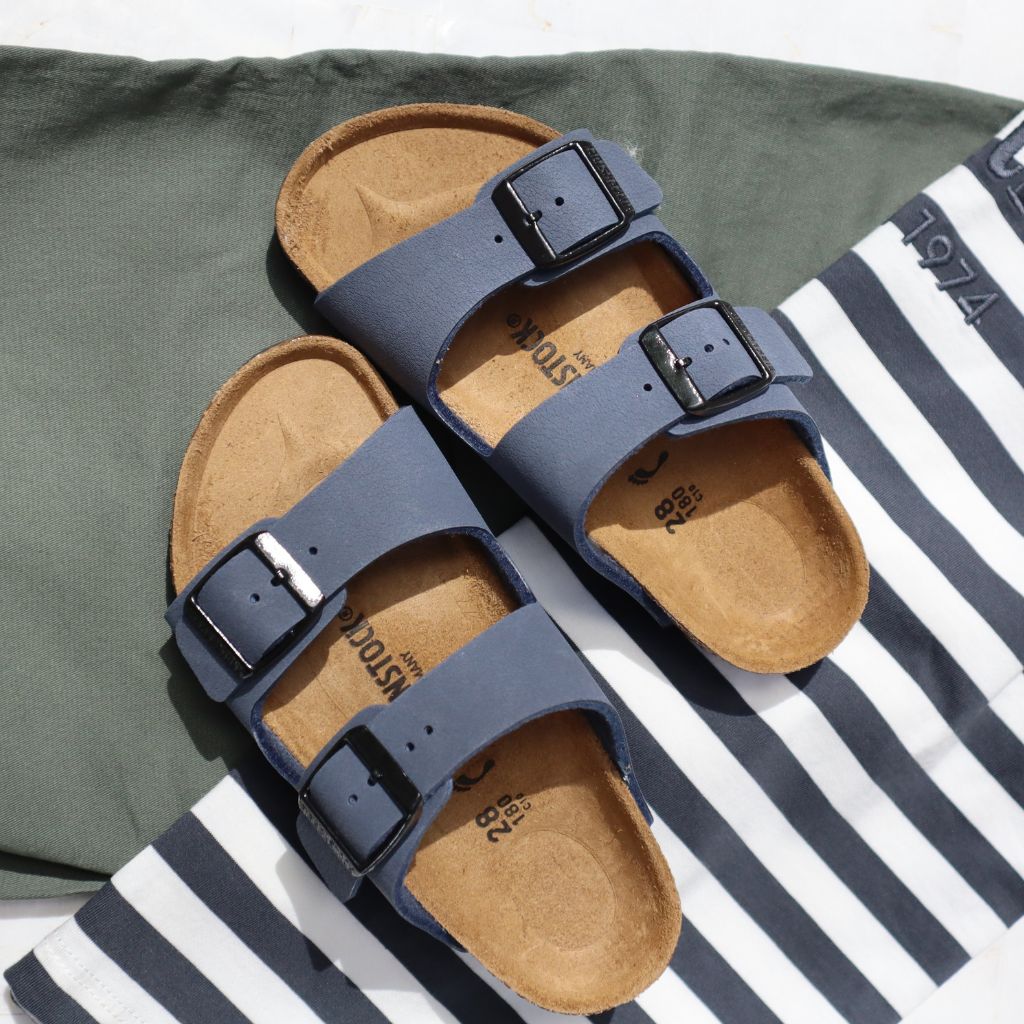 Birkenstock Arizona BirkiBuc Kids Narrow - Navy | Footgear 