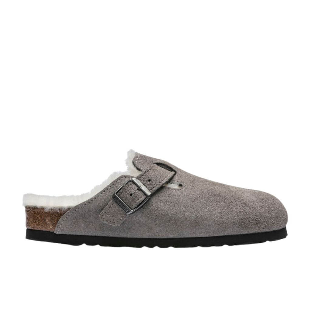 Birkenstock Boston Suede Shearling Stone Coin