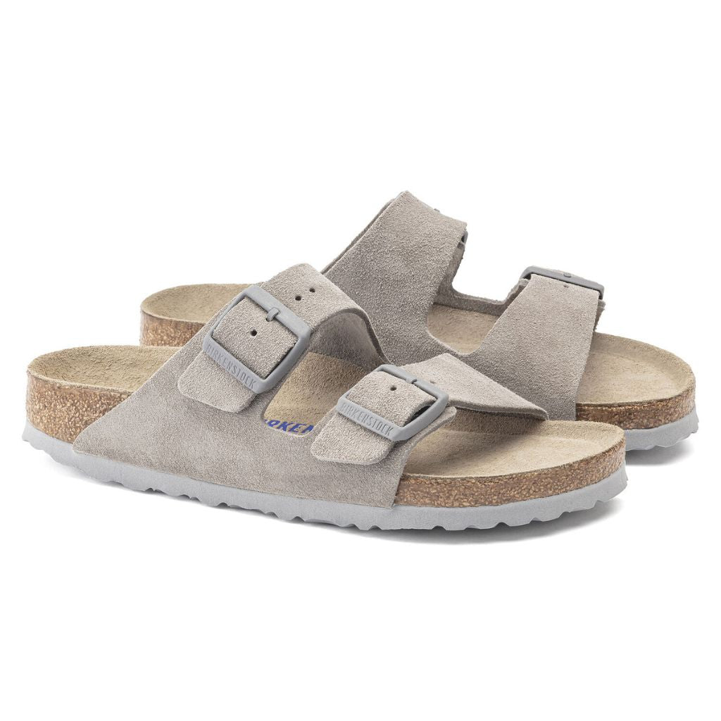 Arizona Suede Leather Soft Footbed Narrow - Stone Coin
