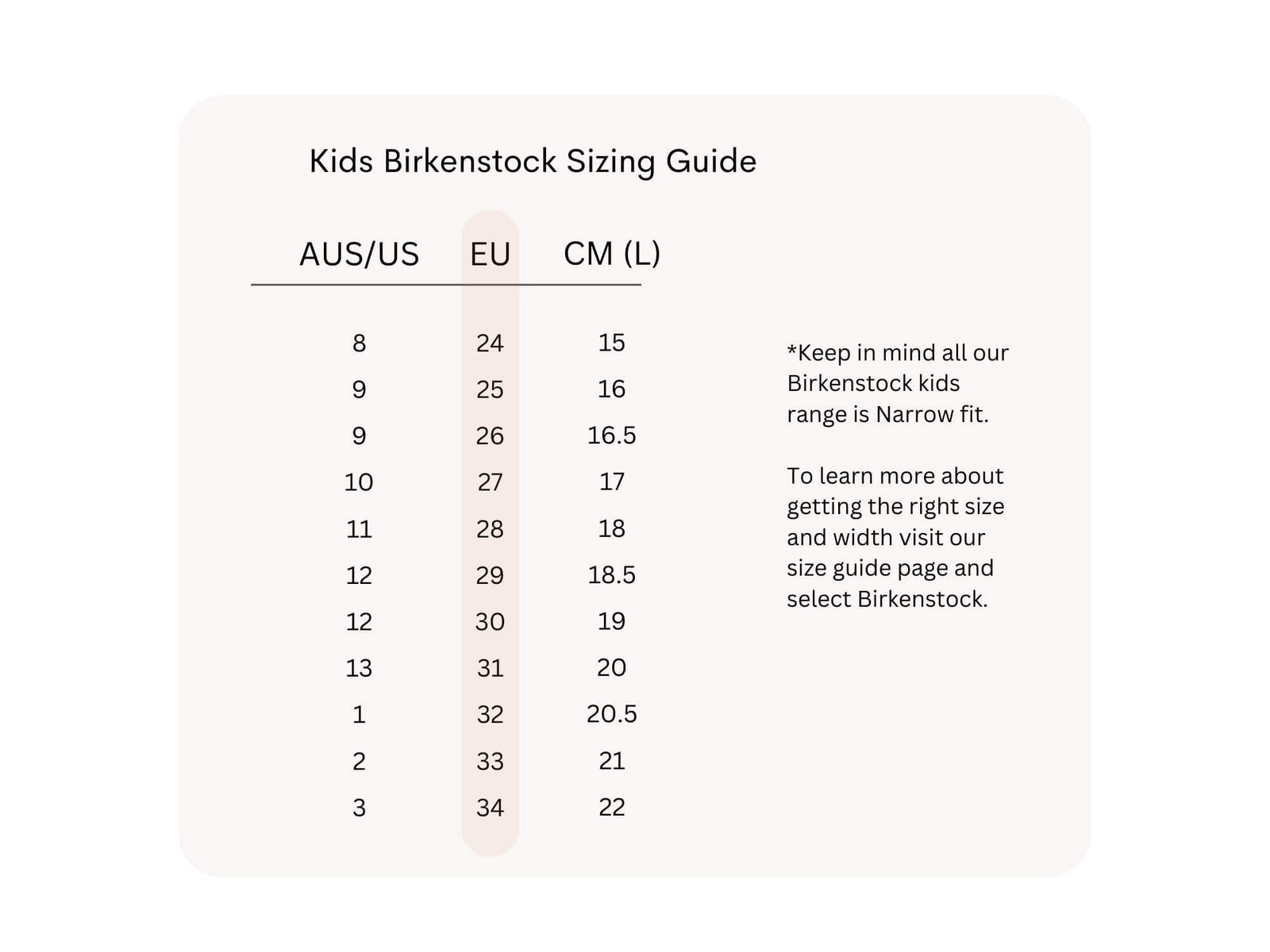 Sizing Guide Footgear