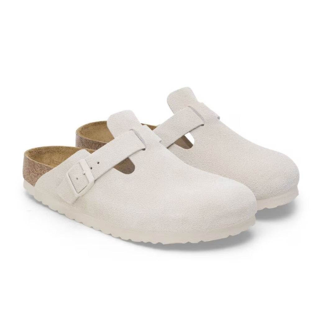 Boston Suede Soft Footbed Narrow - Antique White