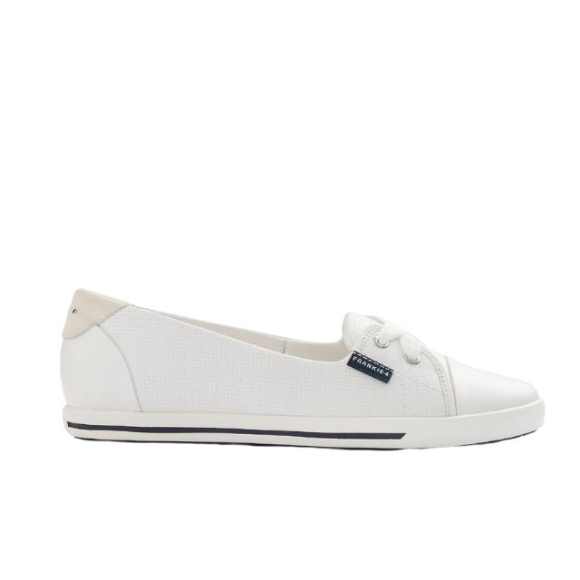 Hannah white punched Side view