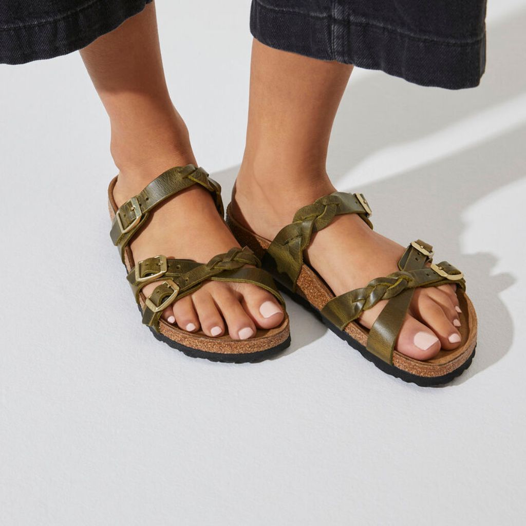 Birkenstock Franca Braided Leather - Green Olive | Footgear