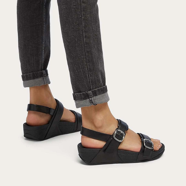 Lulu Leather Back Strap Sandal - Black