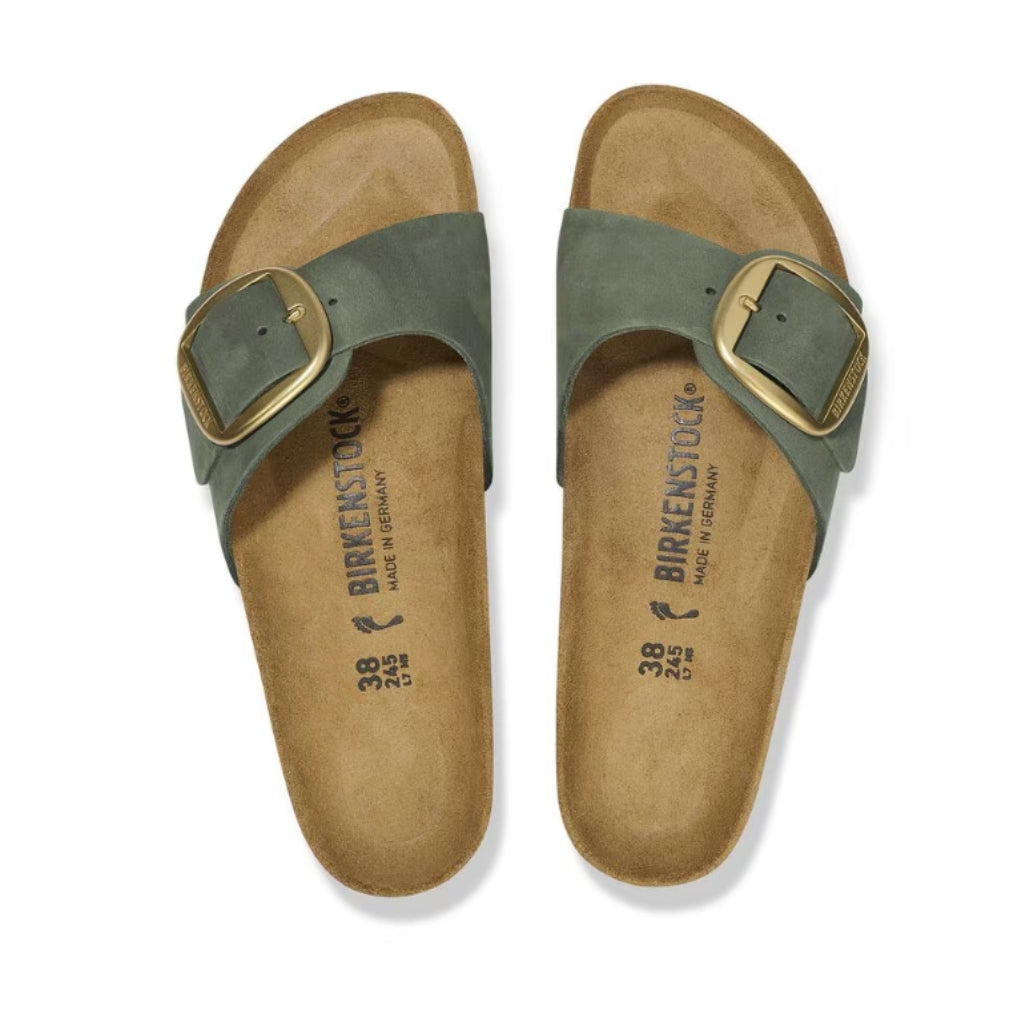 Madrid Big Buckle Nubuck Leather Narrow - Thyme