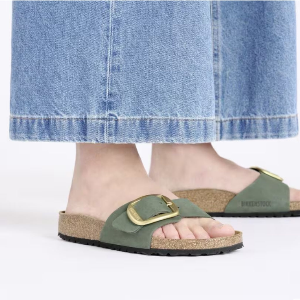 Madrid Big Buckle Nubuck Leather Narrow - Thyme