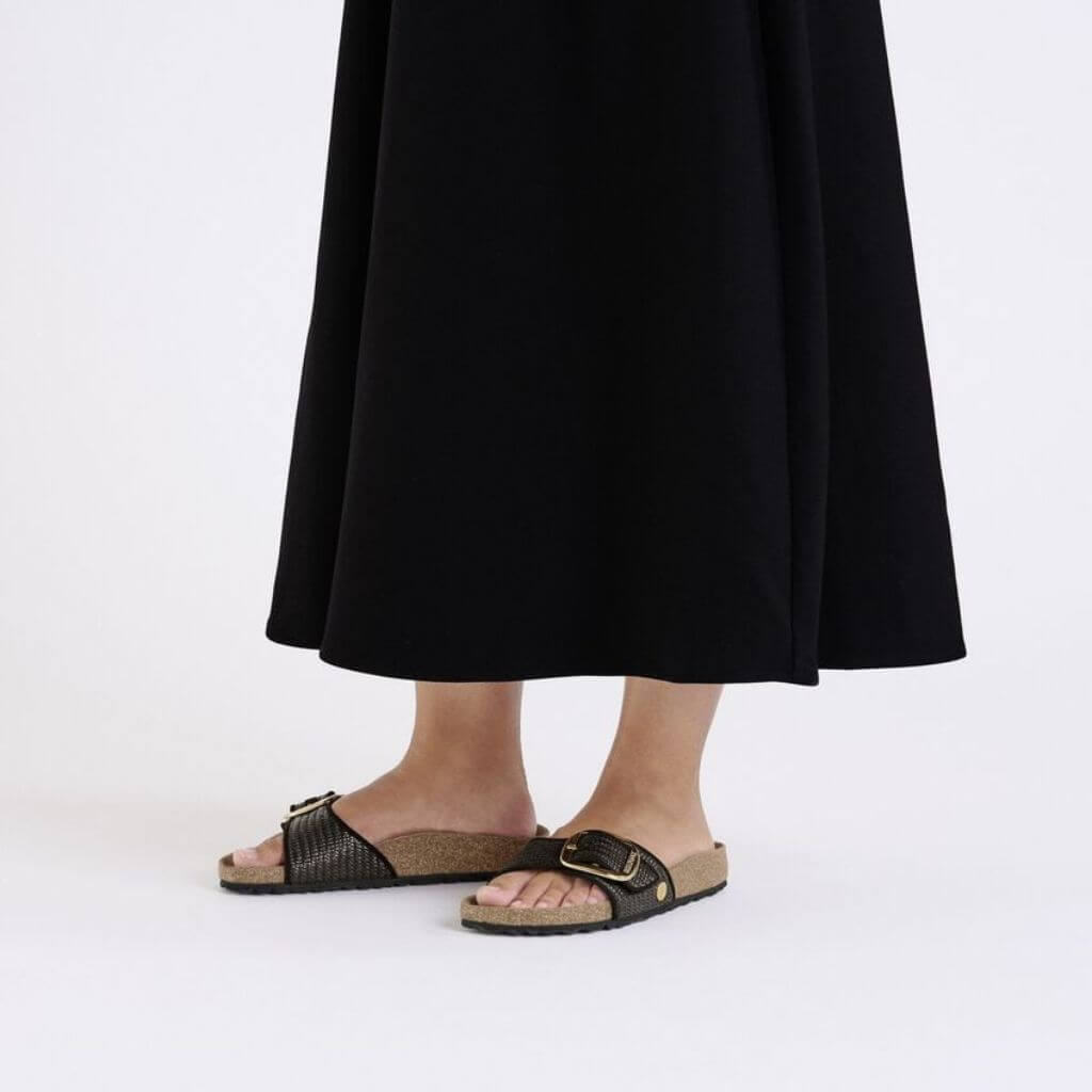 Madrid Big Buckle Textile  in Raffia Black