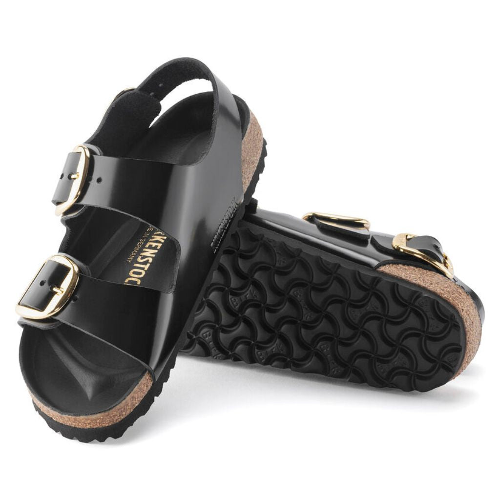 Milano High Shine Leather Big Buckle - Black