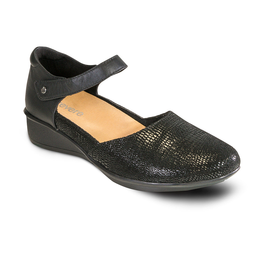 Osaka Wide Mary Jane - Black/Black Lizard