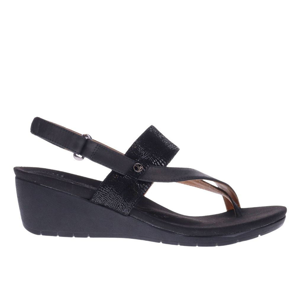 Honolulu Wedge Onyx/Black Lizard Side View