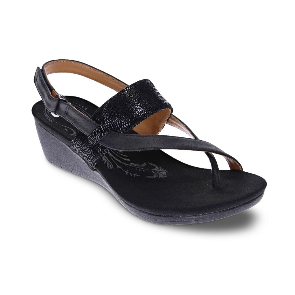 Honolulu Wedge Onyx/Black Lizard Side View