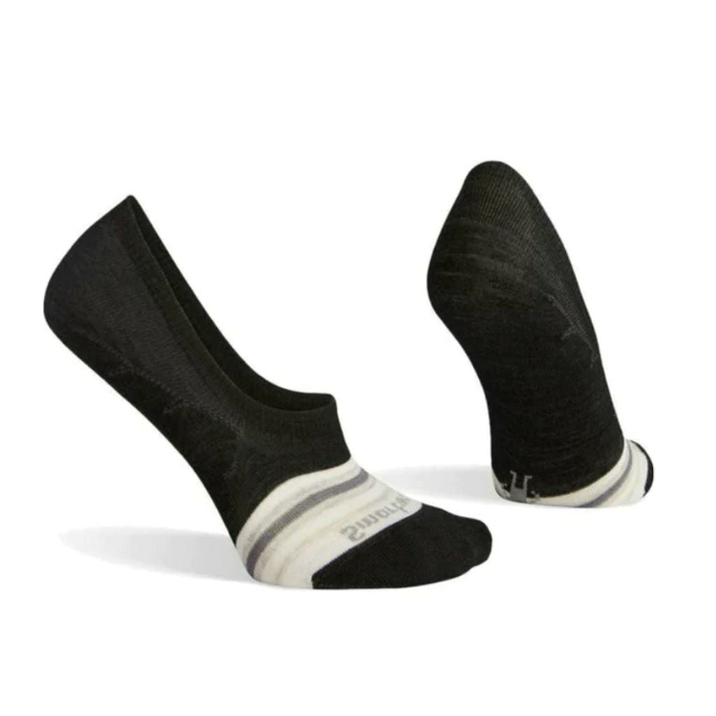 Womens Sneaker Striped No Show Socks - Black