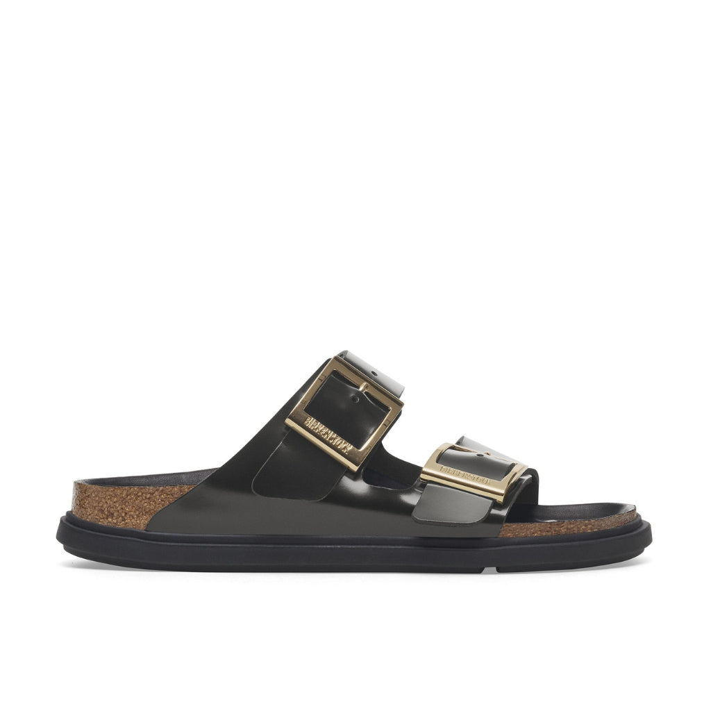 Arizona High Shine Leather Droplet Buckle - Black