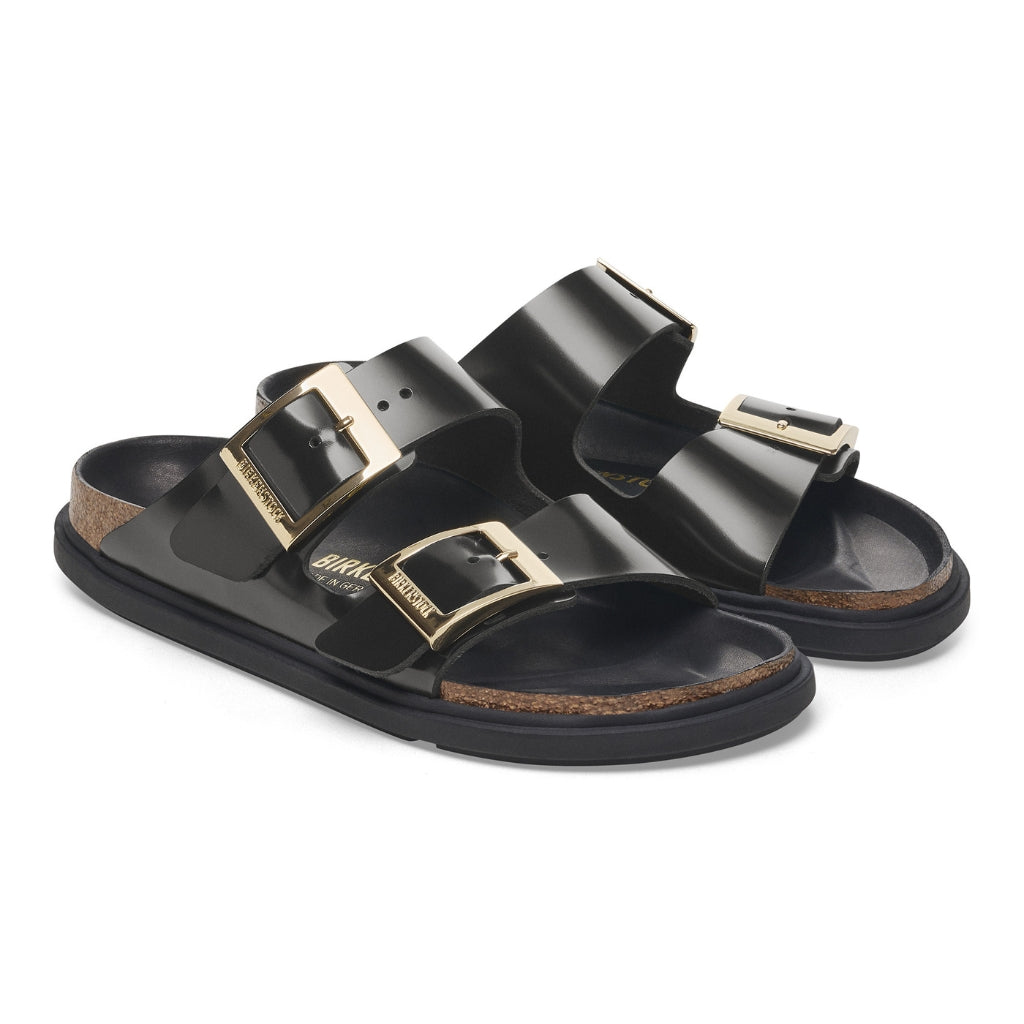 Arizona High Shine Leather Droplet Buckle - Black