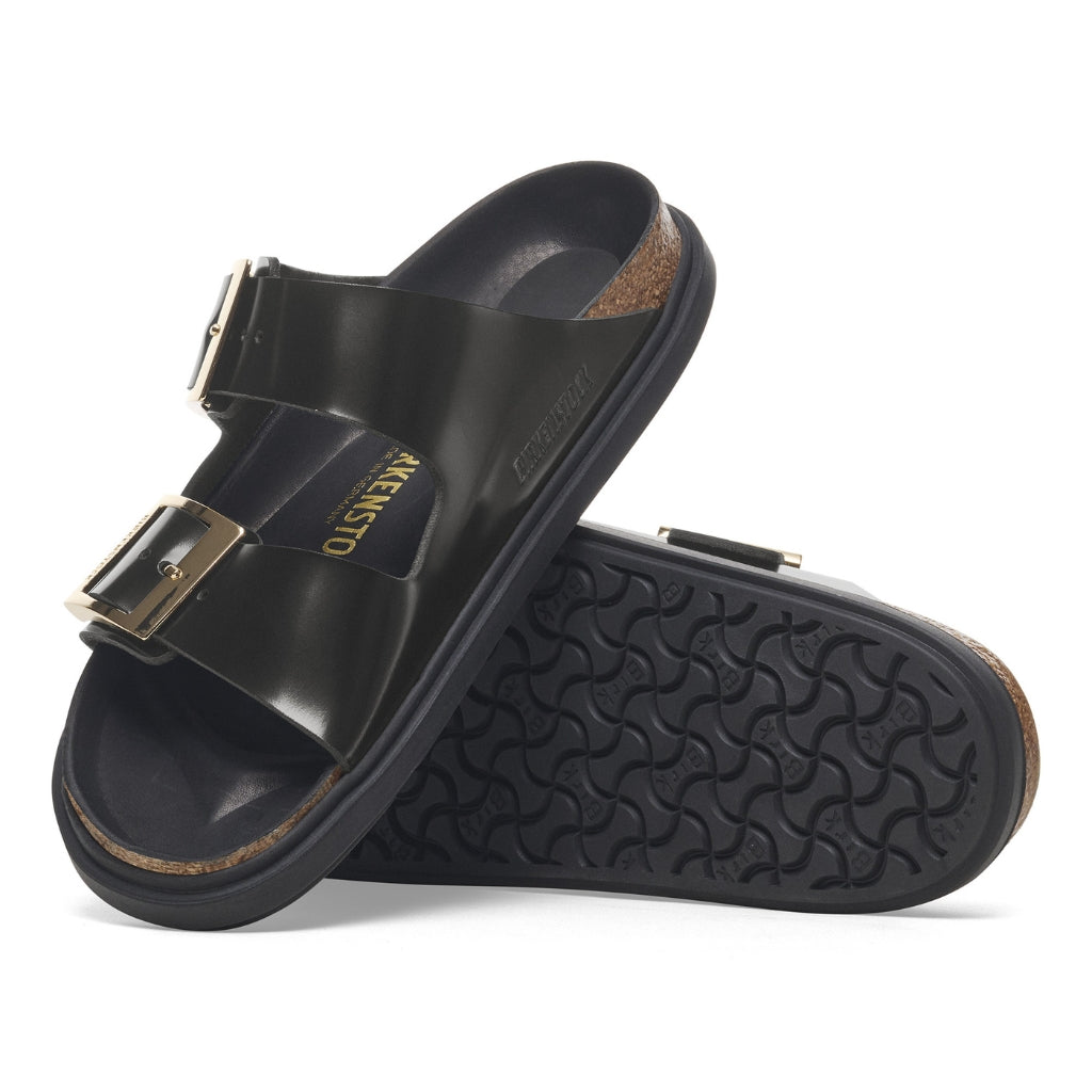 Arizona High Shine Leather Droplet Buckle Narrow - Black