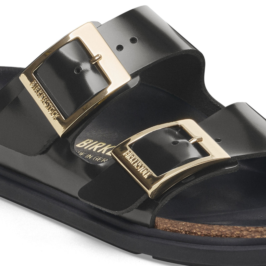 Arizona High Shine Leather Droplet Buckle Narrow - Black