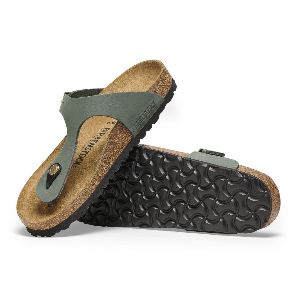 Birkenstock Gizeh Nubuck leather Thyme Top and Sole View