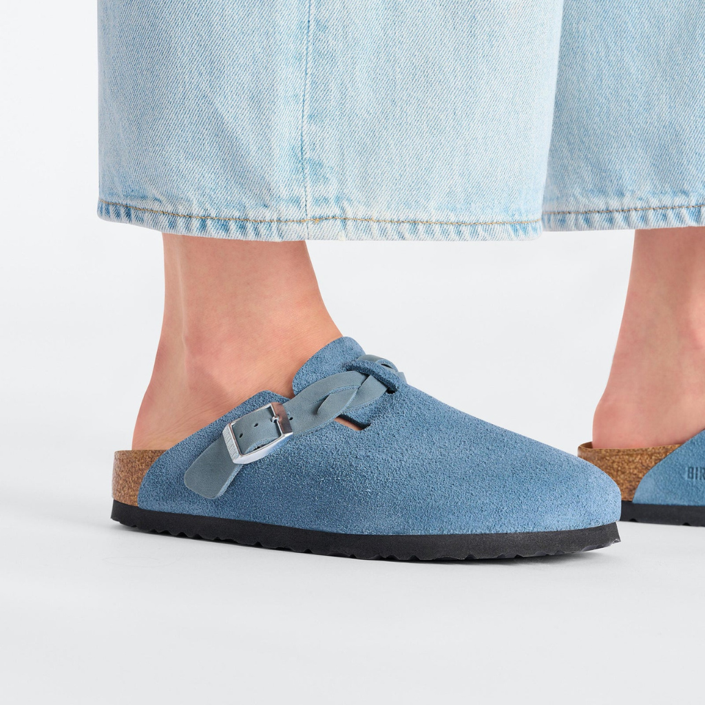 Birkenstock Boston Braided Suede Leather Narrow - Elemental Blue- 1026659
