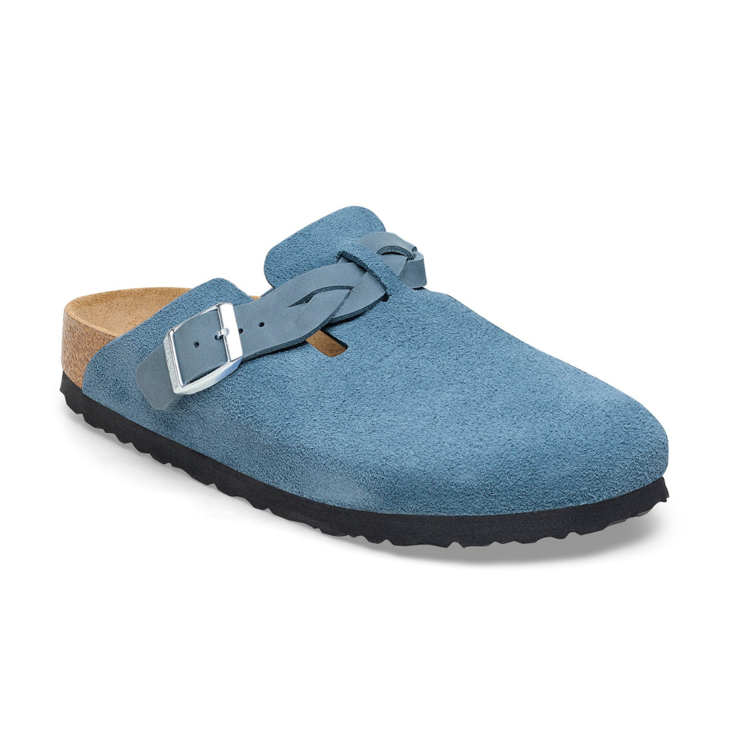 Birkenstock Boston Braided Suede Leather Narrow - Elemental Blue- 1026659