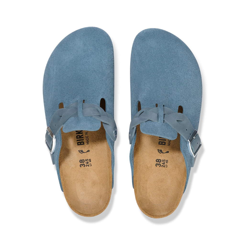 Birkenstock Boston Braided Suede Leather Narrow - Elemental Blue- 1026659