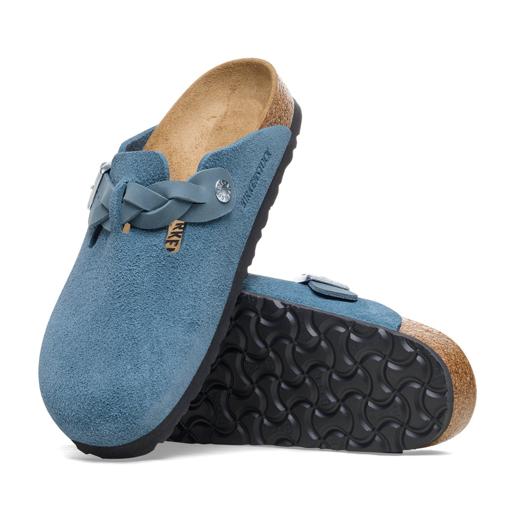 Birkenstock Boston Braided Suede Leather Narrow - Elemental Blue- 1026659