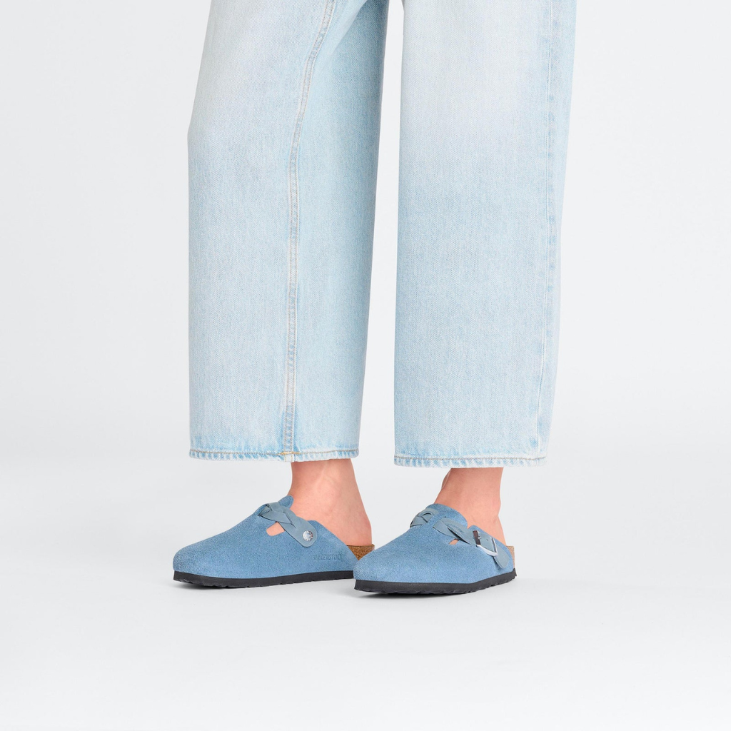 Birkenstock Boston Braided Suede Leather Narrow - Elemental Blue- 1026659