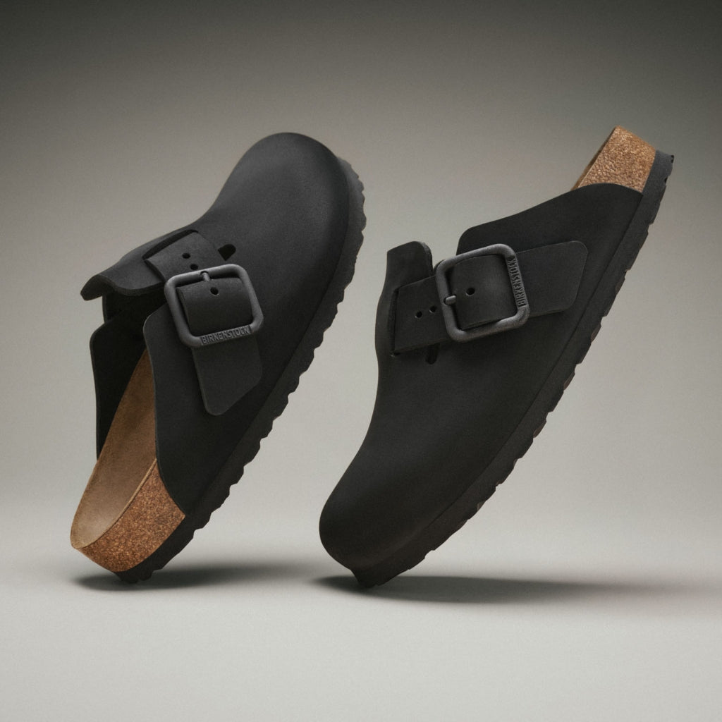 Boston Nubuck Leather Wire Buckle - Black