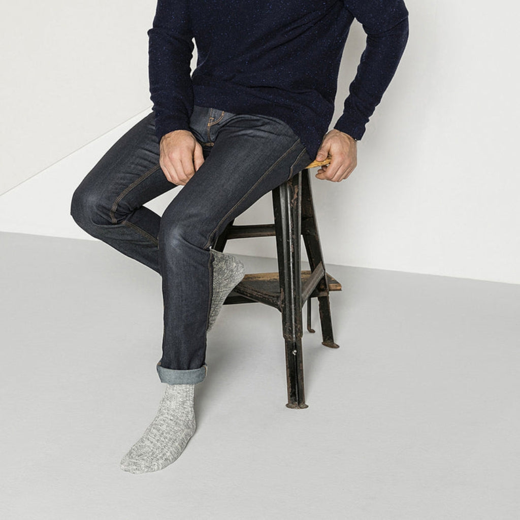 Cotton Slub Socks - Grey White