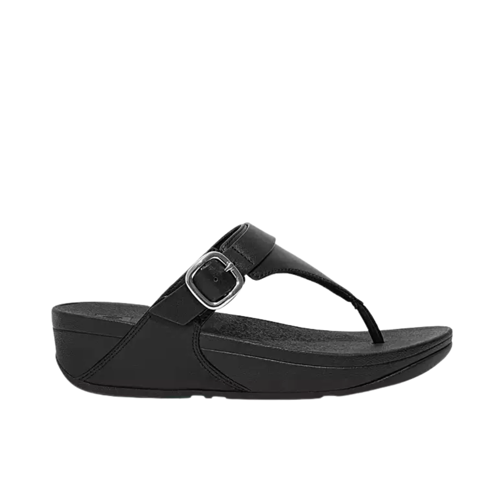 Lulu Adjustable Leather Toe Post Thong - Black