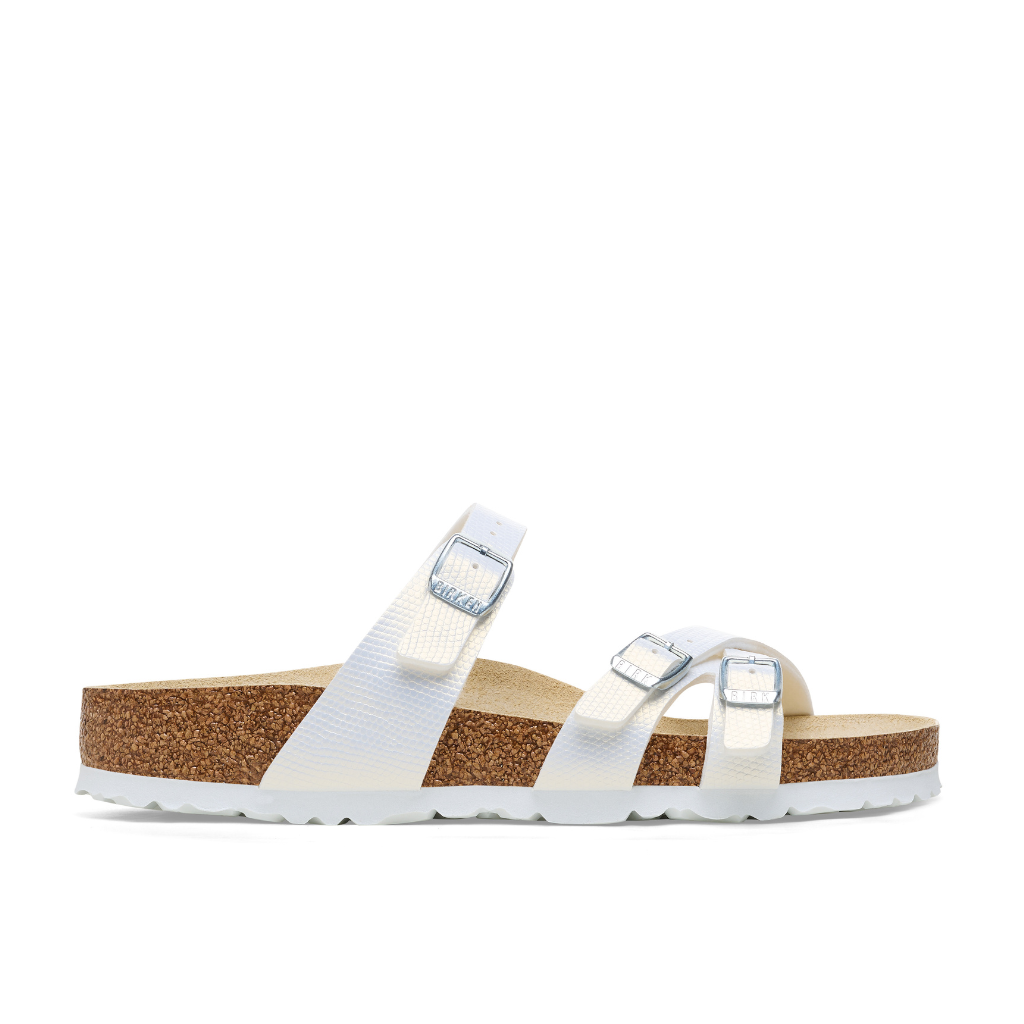 Franca Birko Flor Shiny Embossed Narrow - White