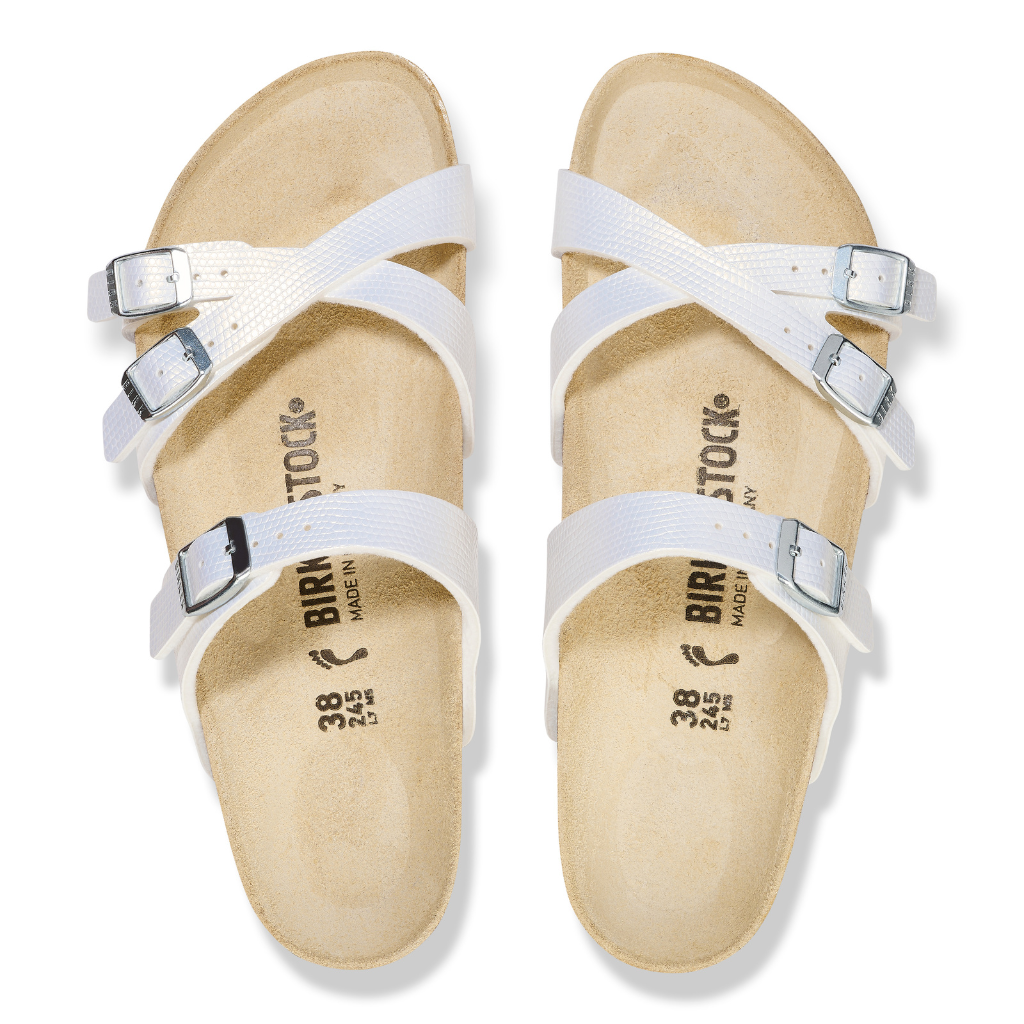 Franca Birko Flor Shiny Embossed Narrow - White