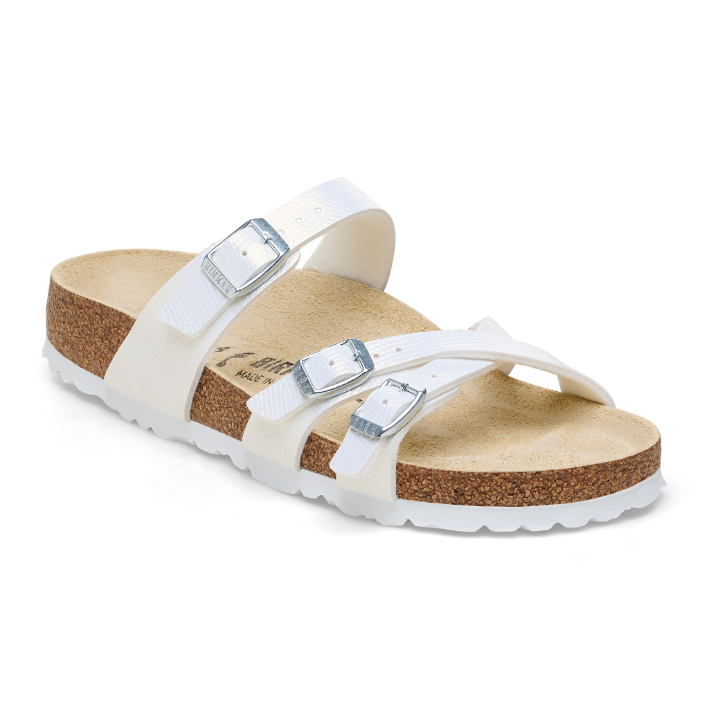 Franca Birko Flor Shiny Embossed Narrow - White