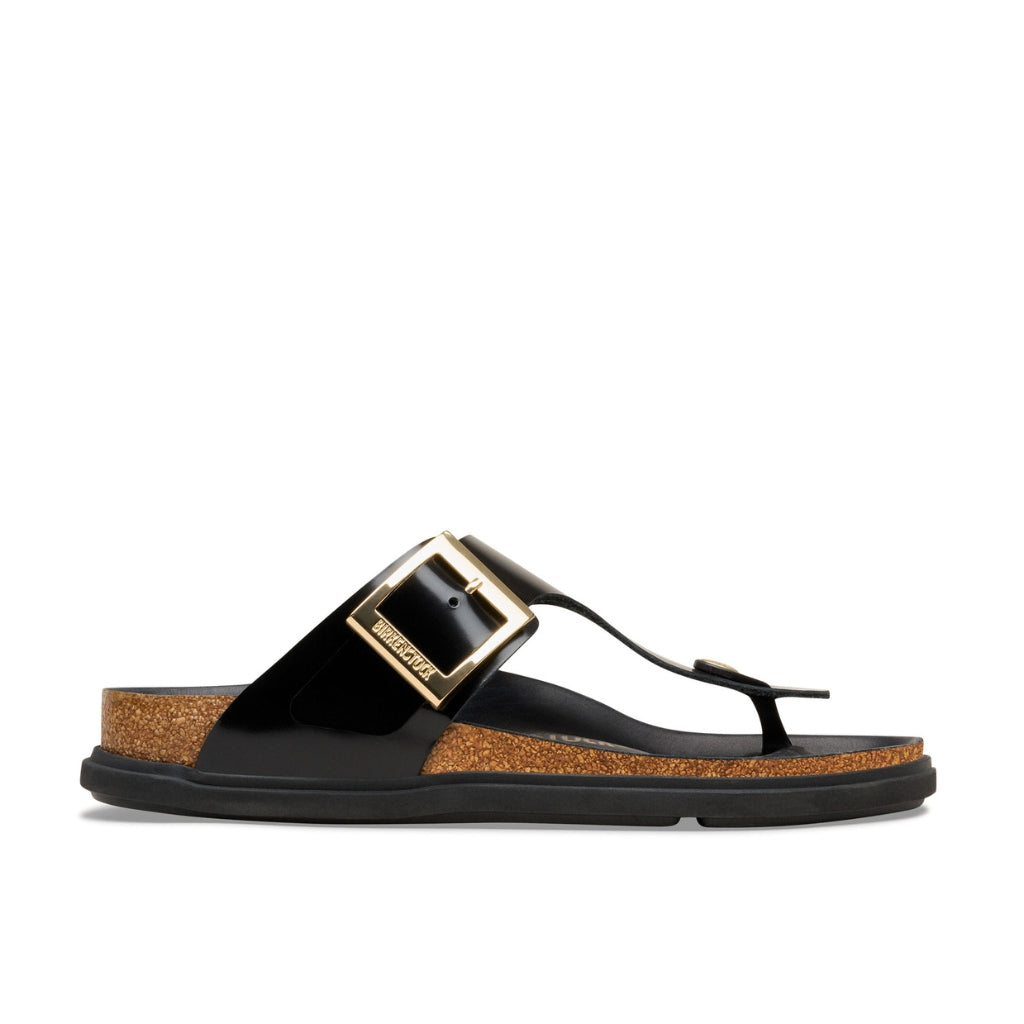 Gizeh High Shine Leather Droplet Buckle - Black