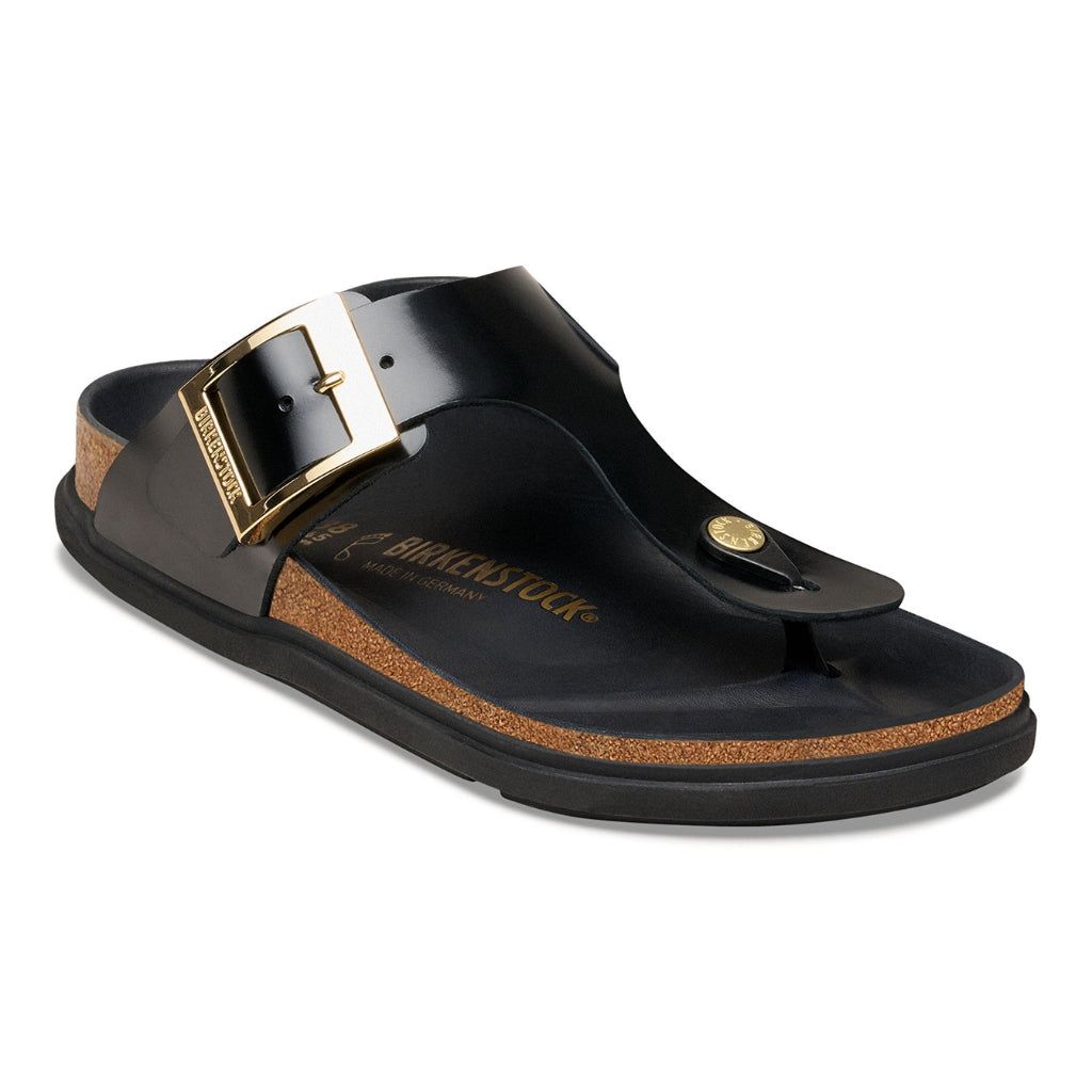 Gizeh High Shine Leather Droplet Buckle - Black