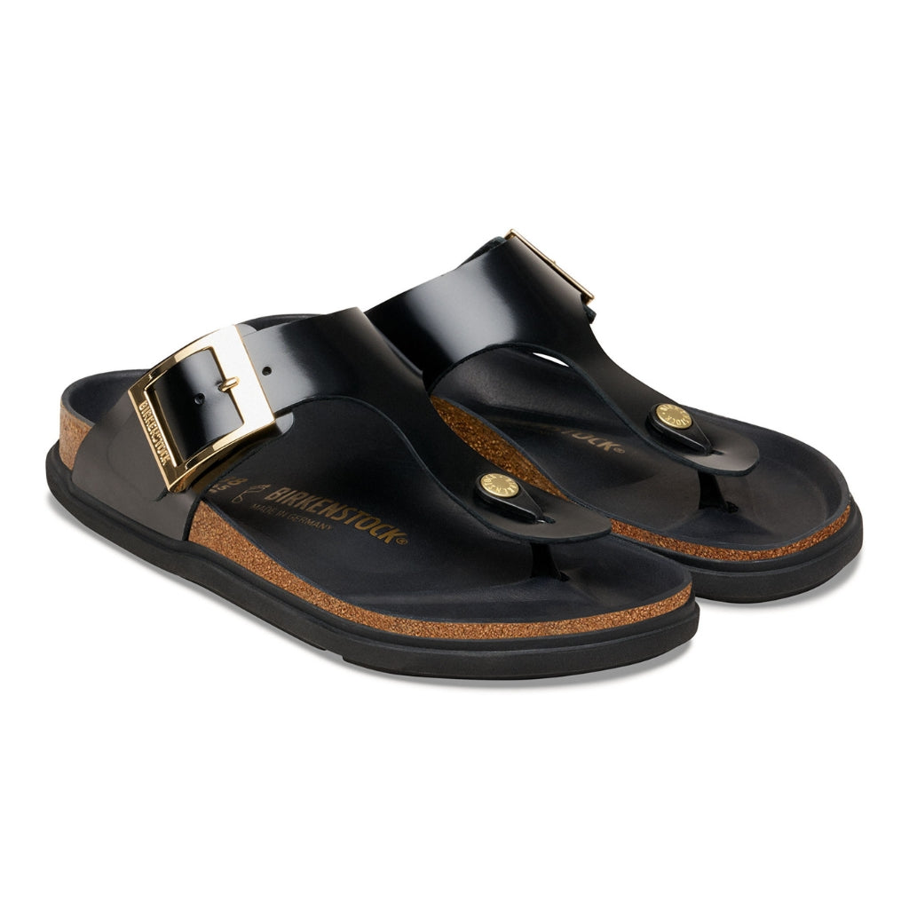 Gizeh High Shine Leather Droplet Buckle - Black