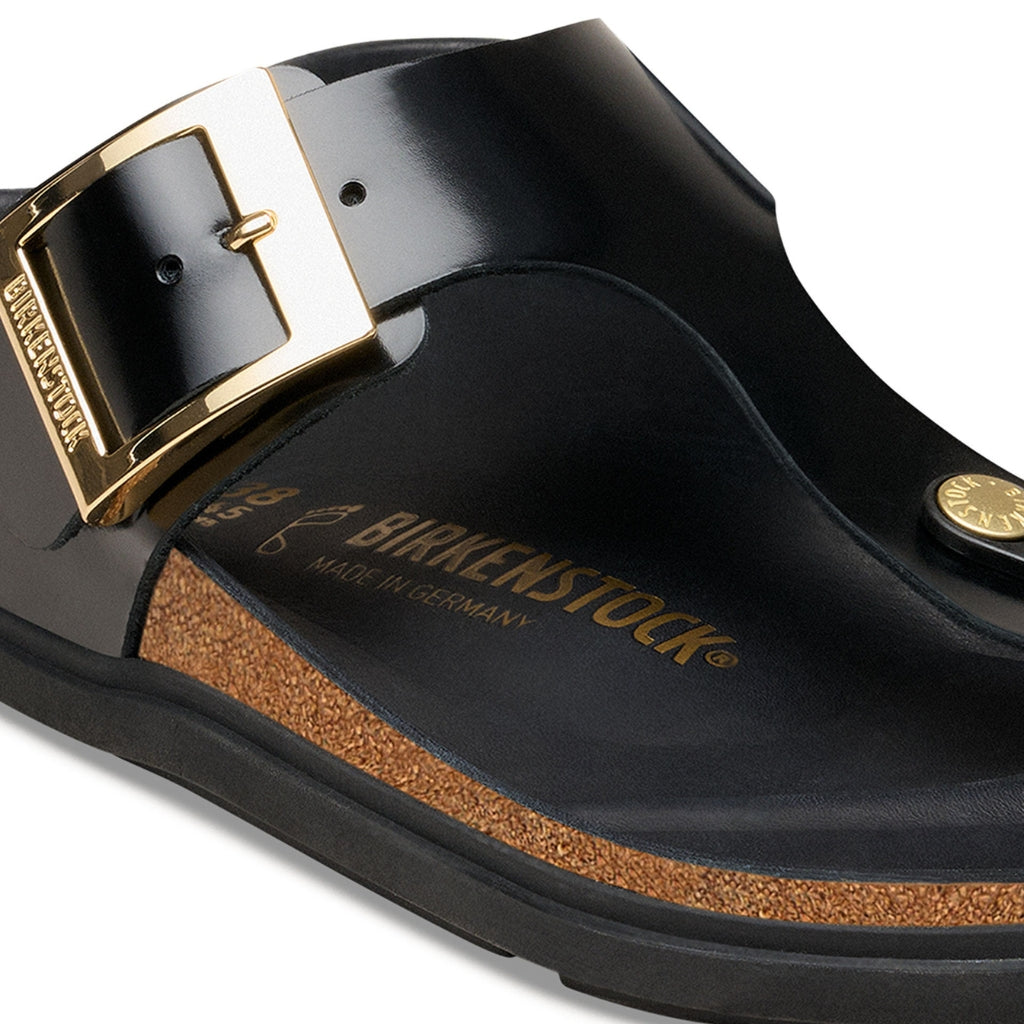 Gizeh High Shine Leather Droplet Buckle - Black
