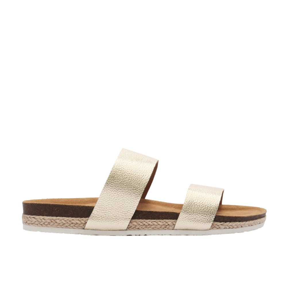 Frankie4 Womens Maria Slide - White Gold Pebbled- MARIA-WHTGLDPEB