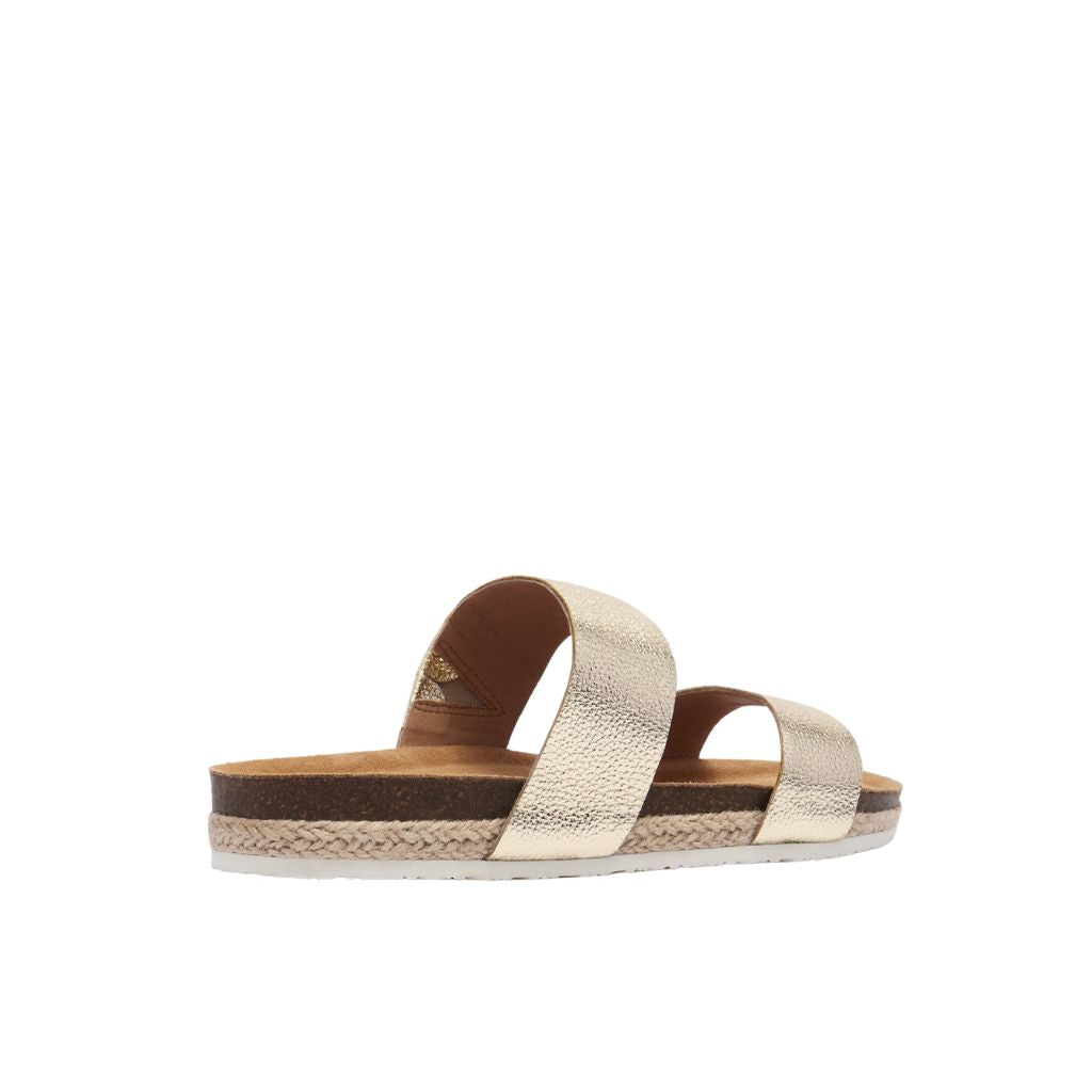 Frankie4 Womens Maria Slide - White Gold Pebbled- MARIA-WHTGLDPEB