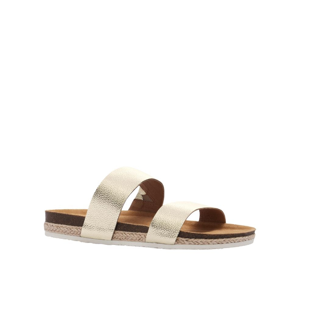 Frankie4 Womens Maria Slide - White Gold Pebbled- MARIA-WHTGLDPEB