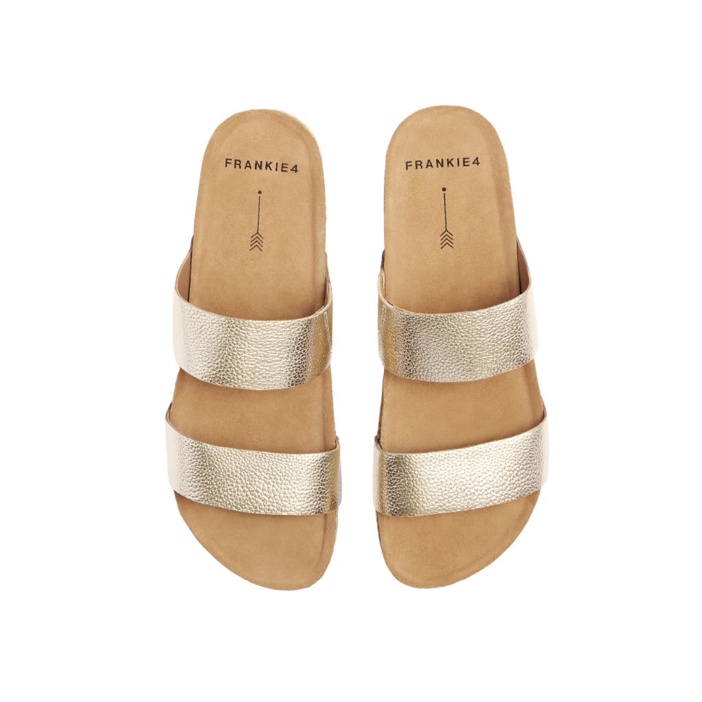 Frankie4 Womens Maria Slide - White Gold Pebbled- MARIA-WHTGLDPEB