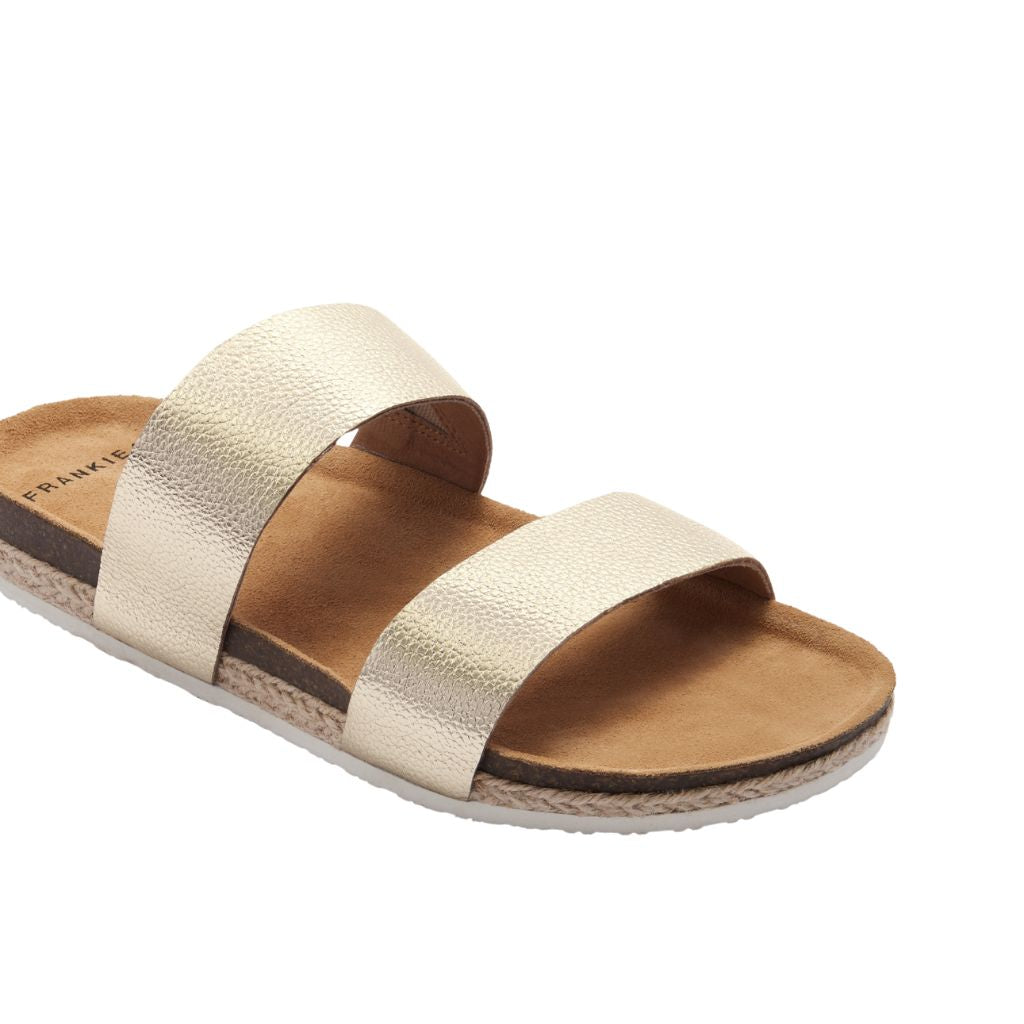 Frankie4 Womens Maria Slide - White Gold Pebbled- MARIA-WHTGLDPEB