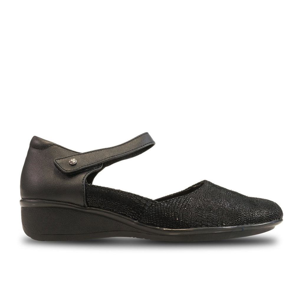 Osaka Wide Mary Jane - Black/Black Lizard
