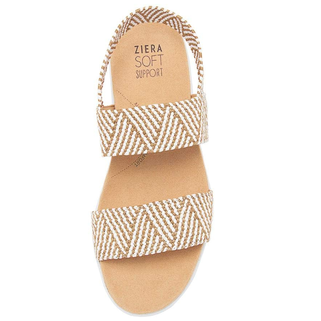 Ziera Usaid Sandal Natural/White Woven Top View