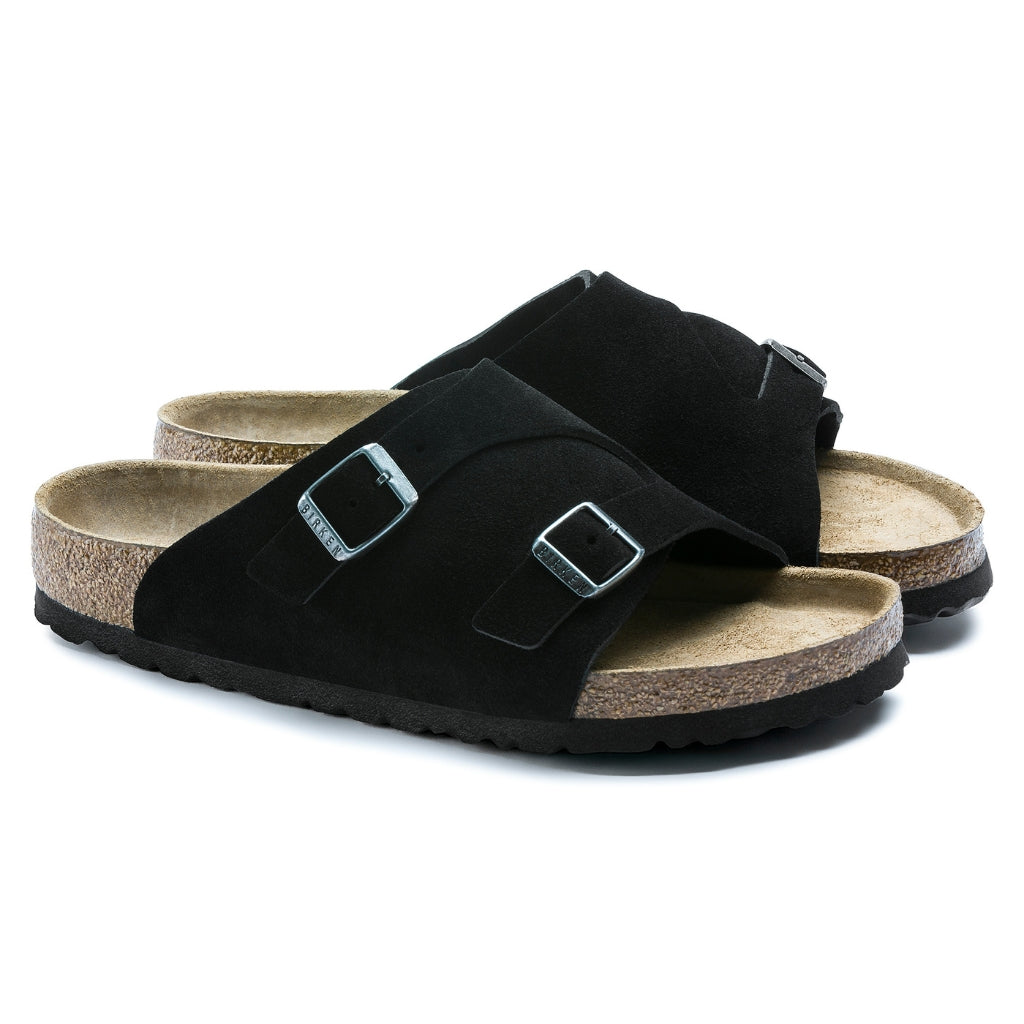 Zurich Leather Suede Soft Footbed - Black