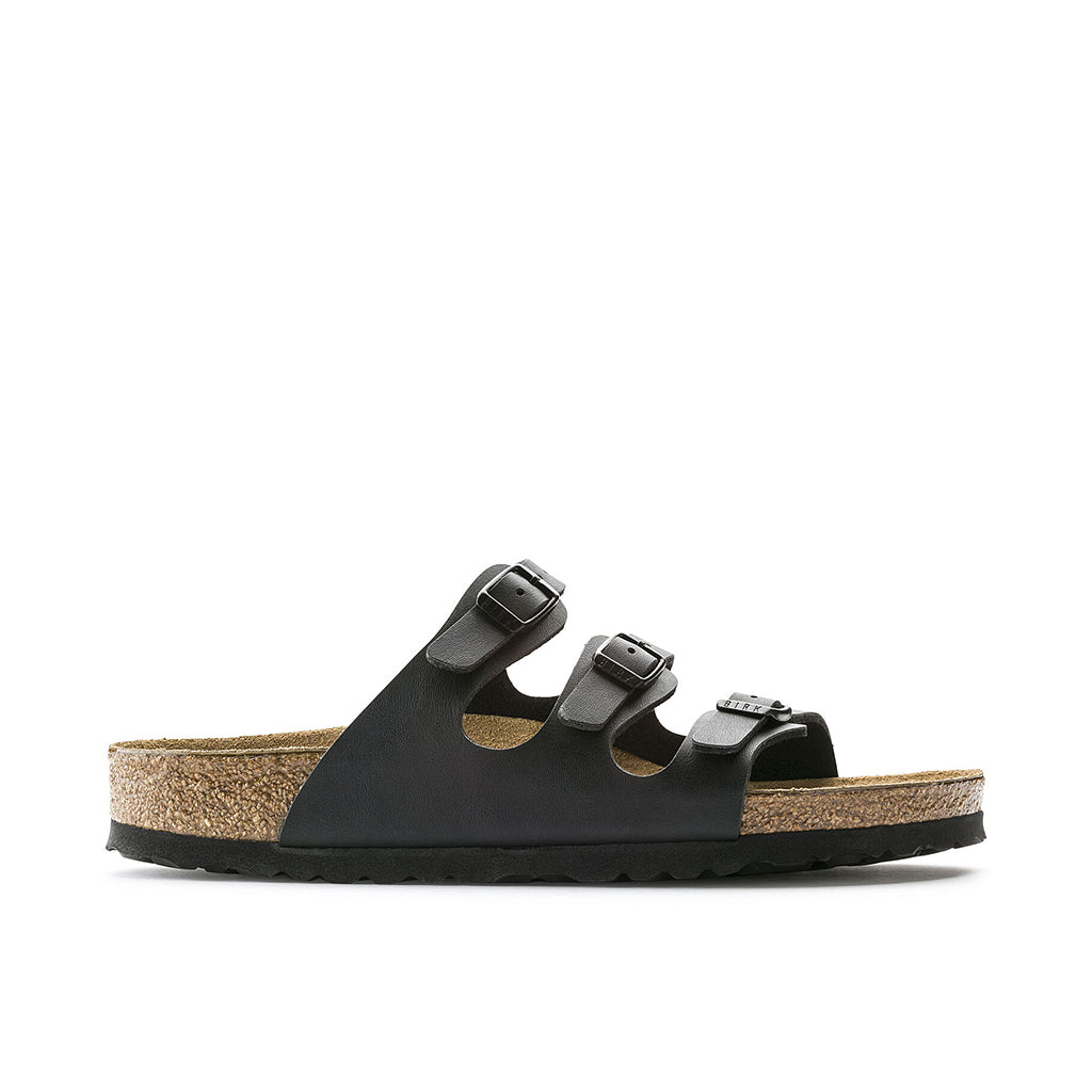 Birkenstock Florida Birko Flor Soft Footbed Narrow - Black | Footgear 